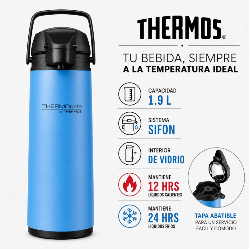 TERMO SIFON DE LIQUIDOS JADO 1.9L THERMOS 12H HOT & 24H COLD AZUL - 7