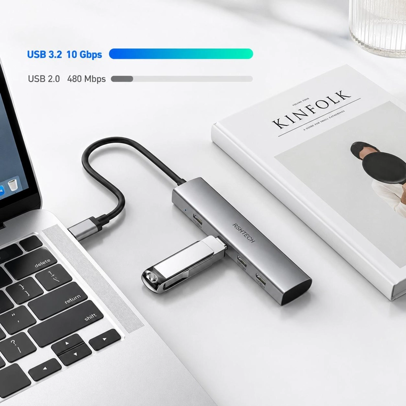 HUB USB-C 3.2 DE ALUMINIO CON 4 PUERTOS USB-C DE 10 GBPS - 7
