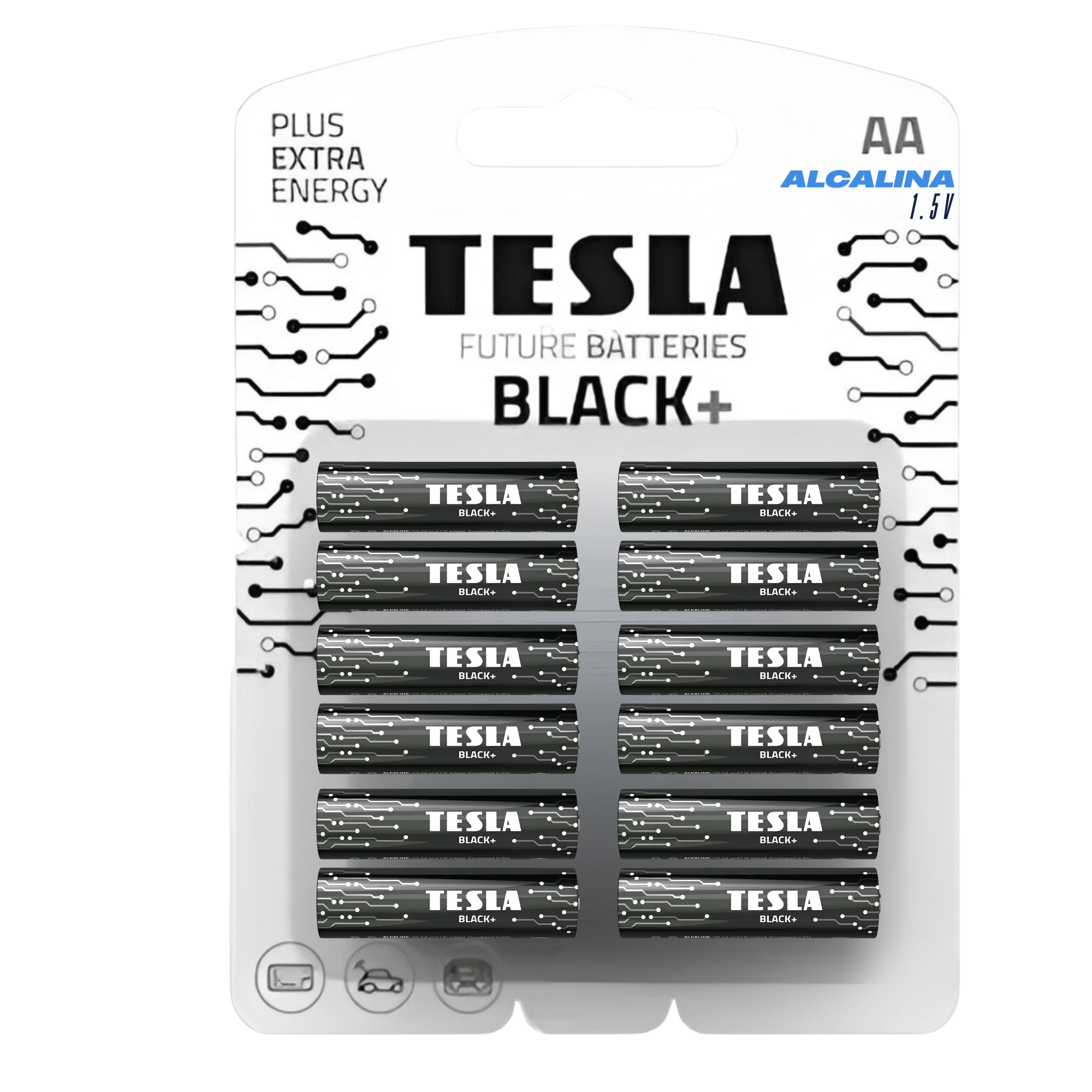 Tesla Black+ AA Alkaline Batterie – Langlebig, Auslaufsicher, 10 Jahre Haltbarkeit, Für Fernbedienungen & Spielzeug