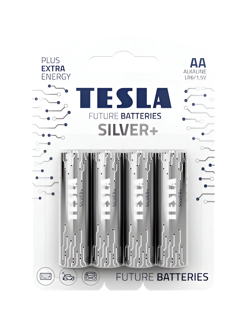 PACK 12 PILAS AA TESLA SILVER+ ALKALINE PLUS EXTRA ENERGY - 4
