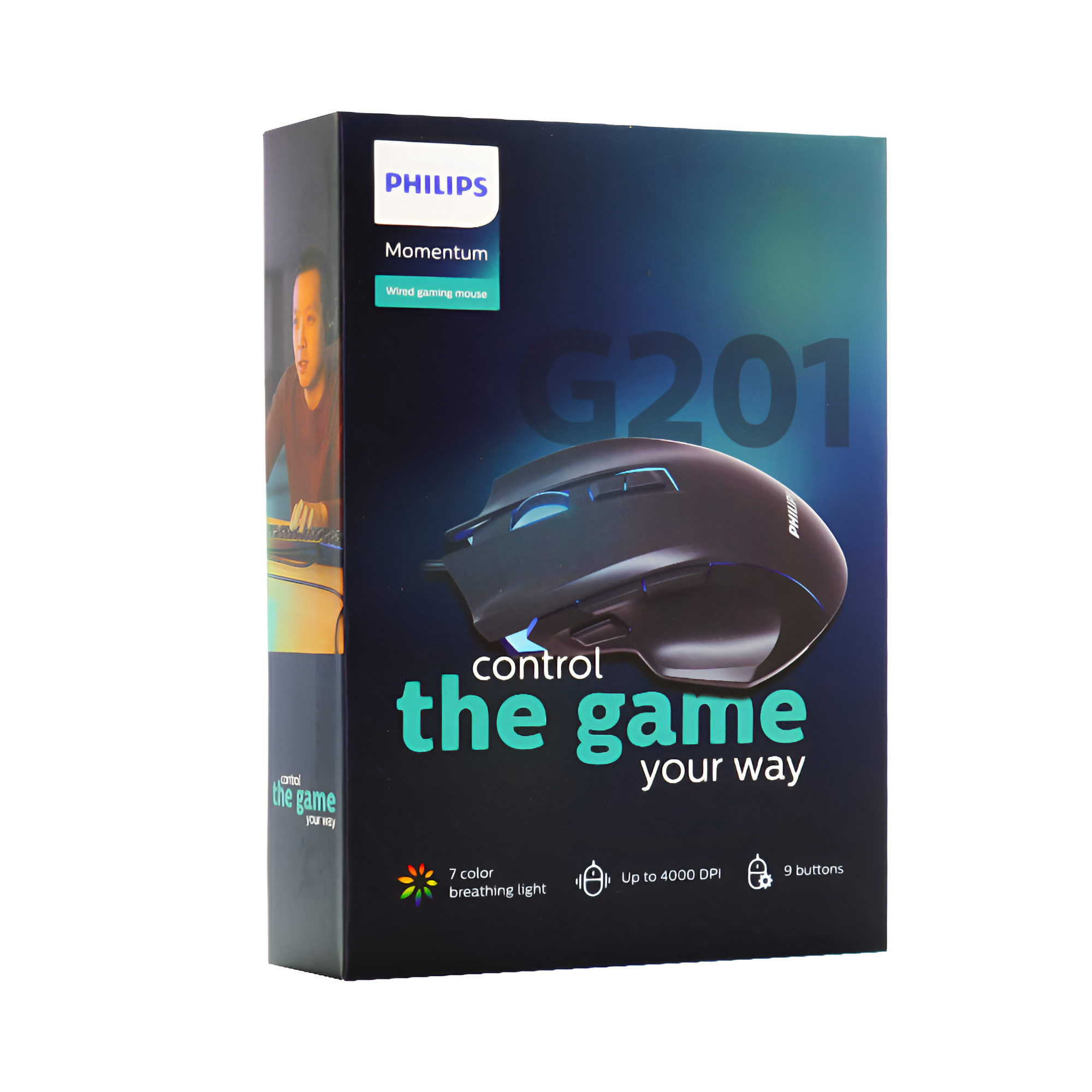 MOUSE PARA GAMERS PHILIPS G201 FULL RGB 4000 DPI - 9 BOTONES - 6