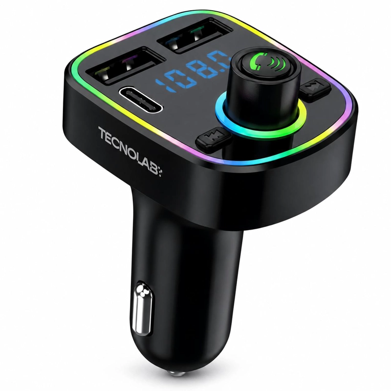 TRANSMISOR FM BLUETOOTH + PUERTO QUICK CHARGE 20W 12/24V RGB - 2