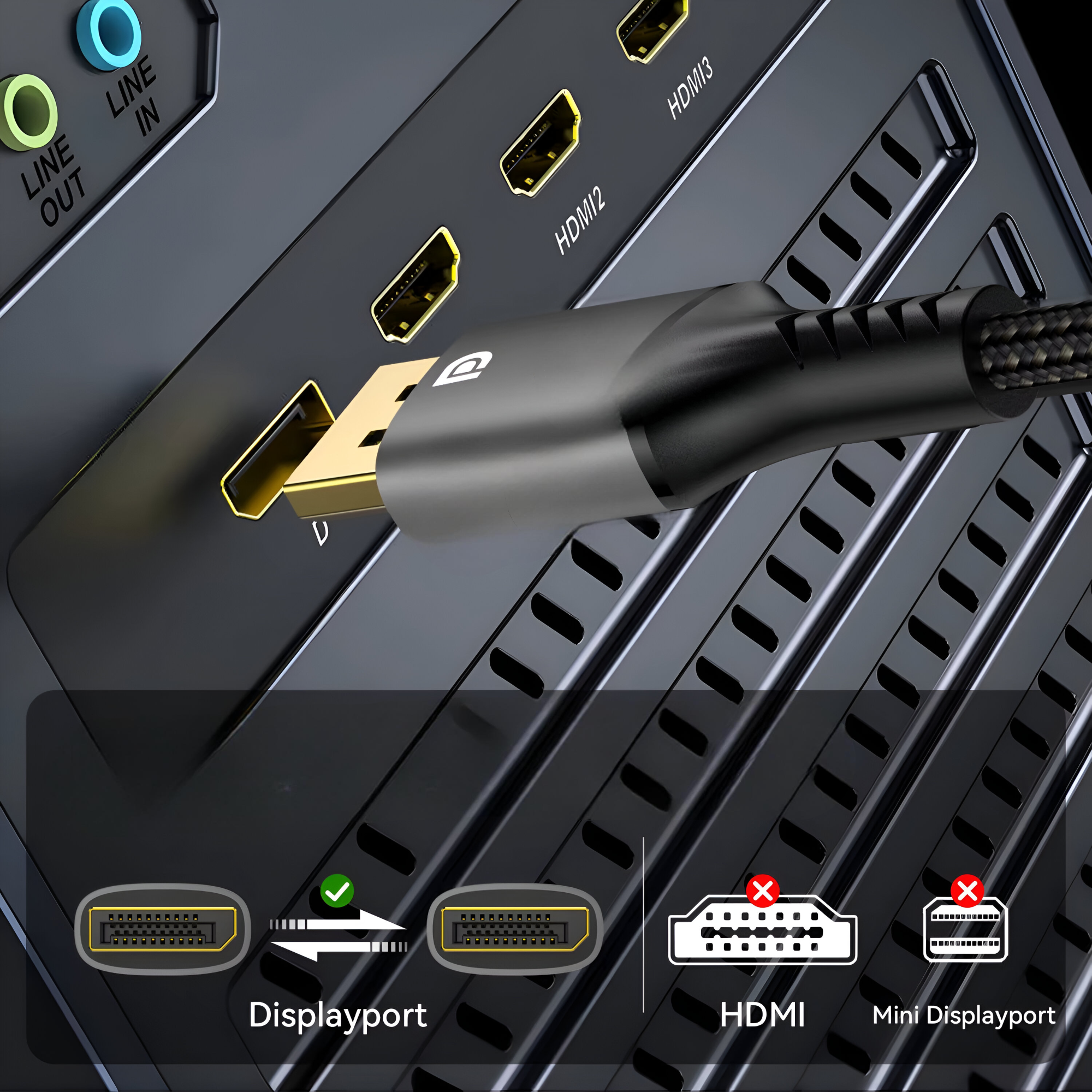 CABLE DISPLAYPORT 8K PROFESIONAL VIDEO 32GBPS + AUDIO 32-BIT - 9