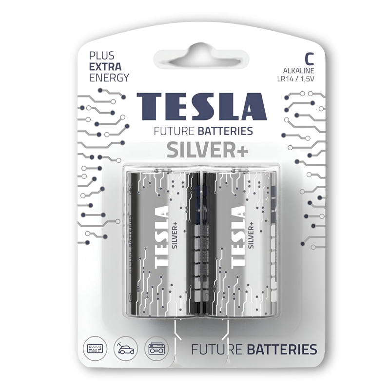 PACK 12 PILAS C TESLA SILVER+ ALKALINE PLUS EXTRA ENERGY - 1