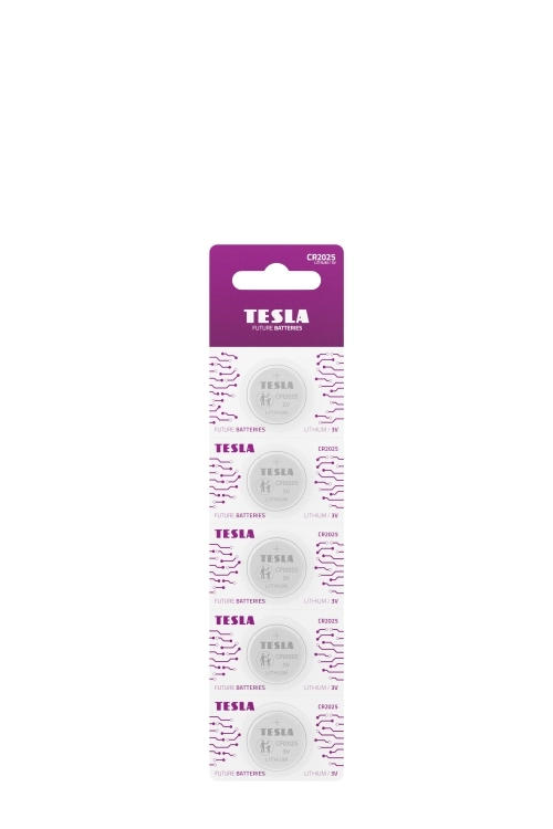 PACK DE 5 PILAS CR2025 TESLA 3V LONG LIFETIME - 3