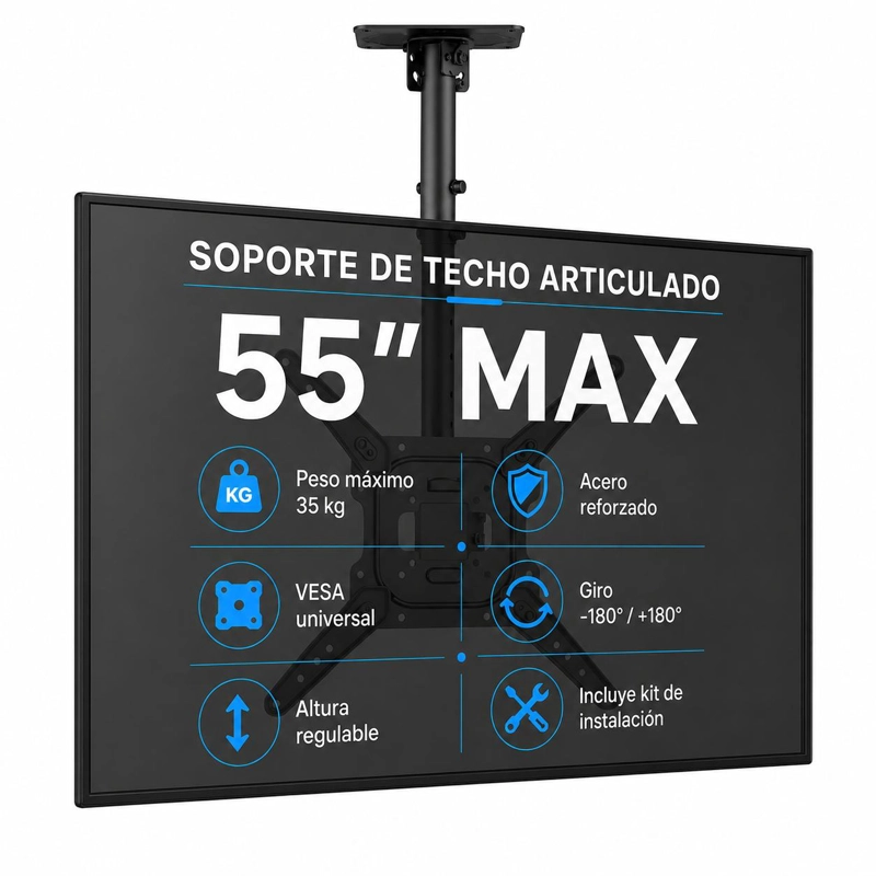 SOPORTE DE TV DE 32' A 55' PARA TECHO DE ACERO REFORZADO K89 - 2