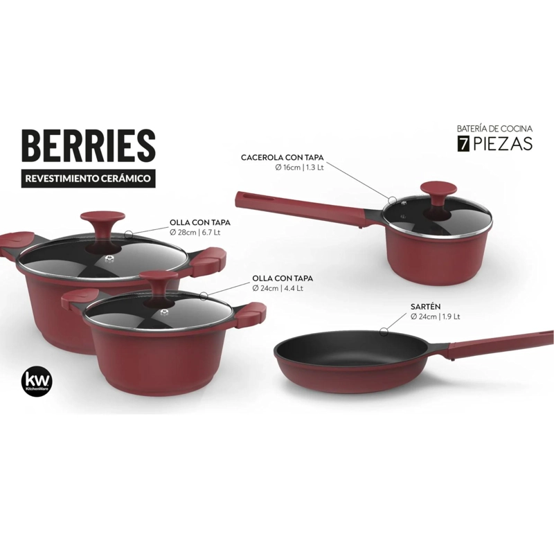 PACK BATERIA DE COCINA PROFESIONAL KW MARBLE ALUMINIO CHERRY - 4