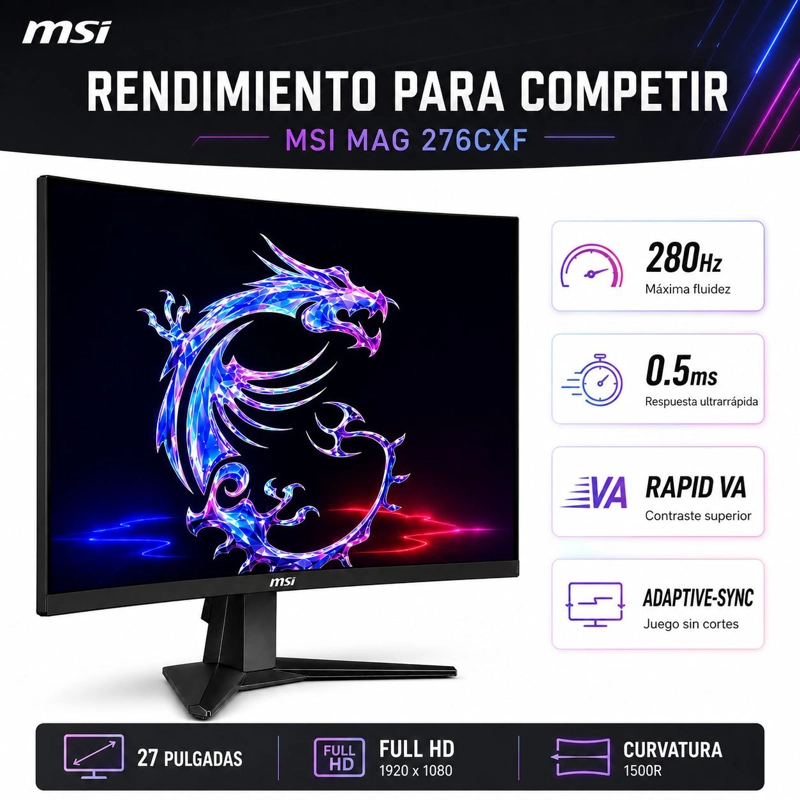 MONITOR GAMER MSI 27' FULL HD 280HZ+ HDR ULTRA FLAT IPS 1MS - 8