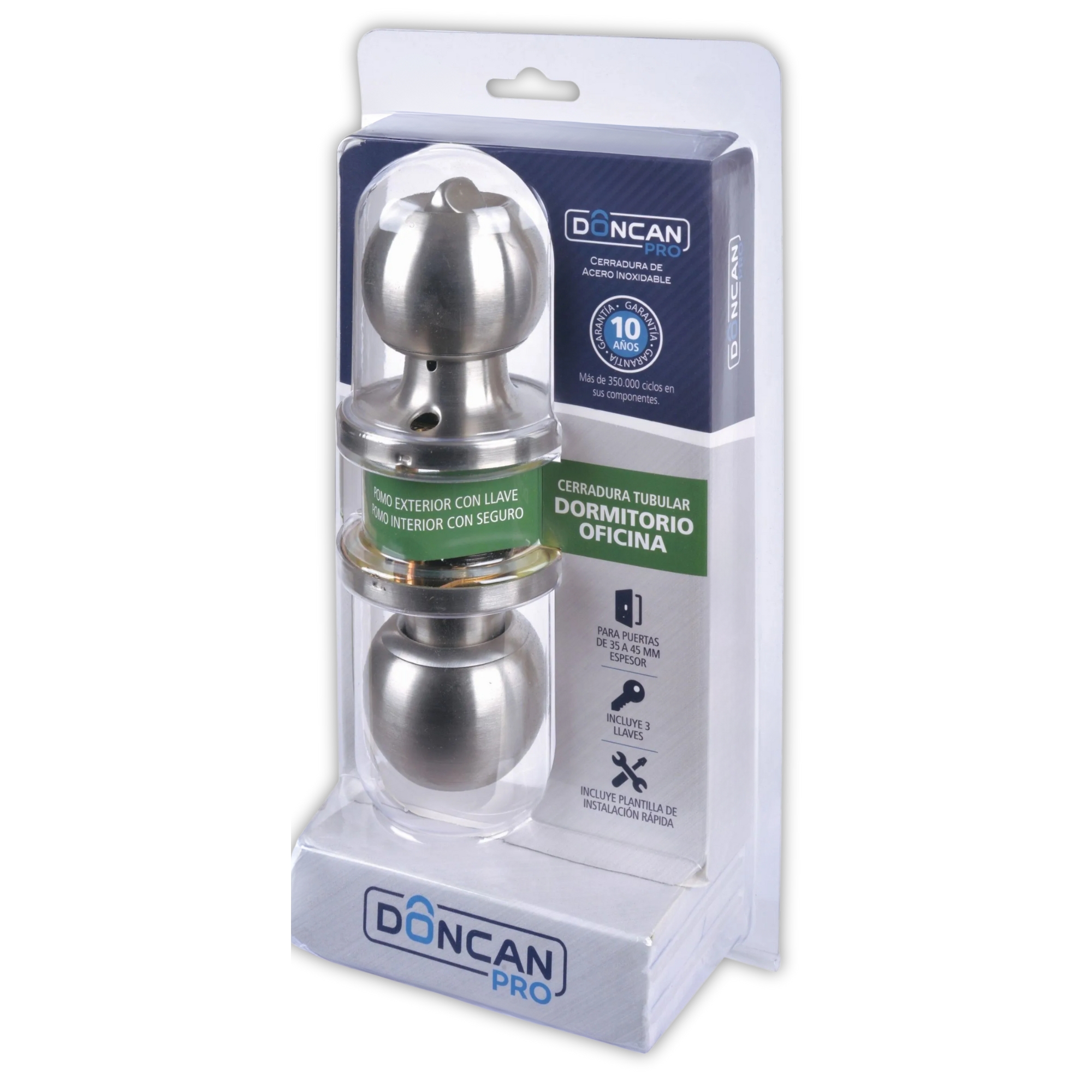 PACK DE 3 CERRADURAS DORMITORIO & OFICINA AC INOX DONCAN PRO - 8