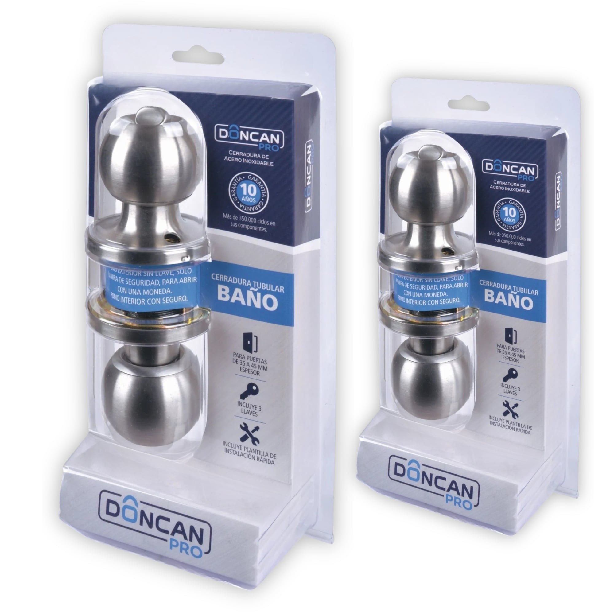 PACK DE 2 CERRADURAS DE BAÑO DONCAN PRO DE ACERO INOXIDABLE - 1