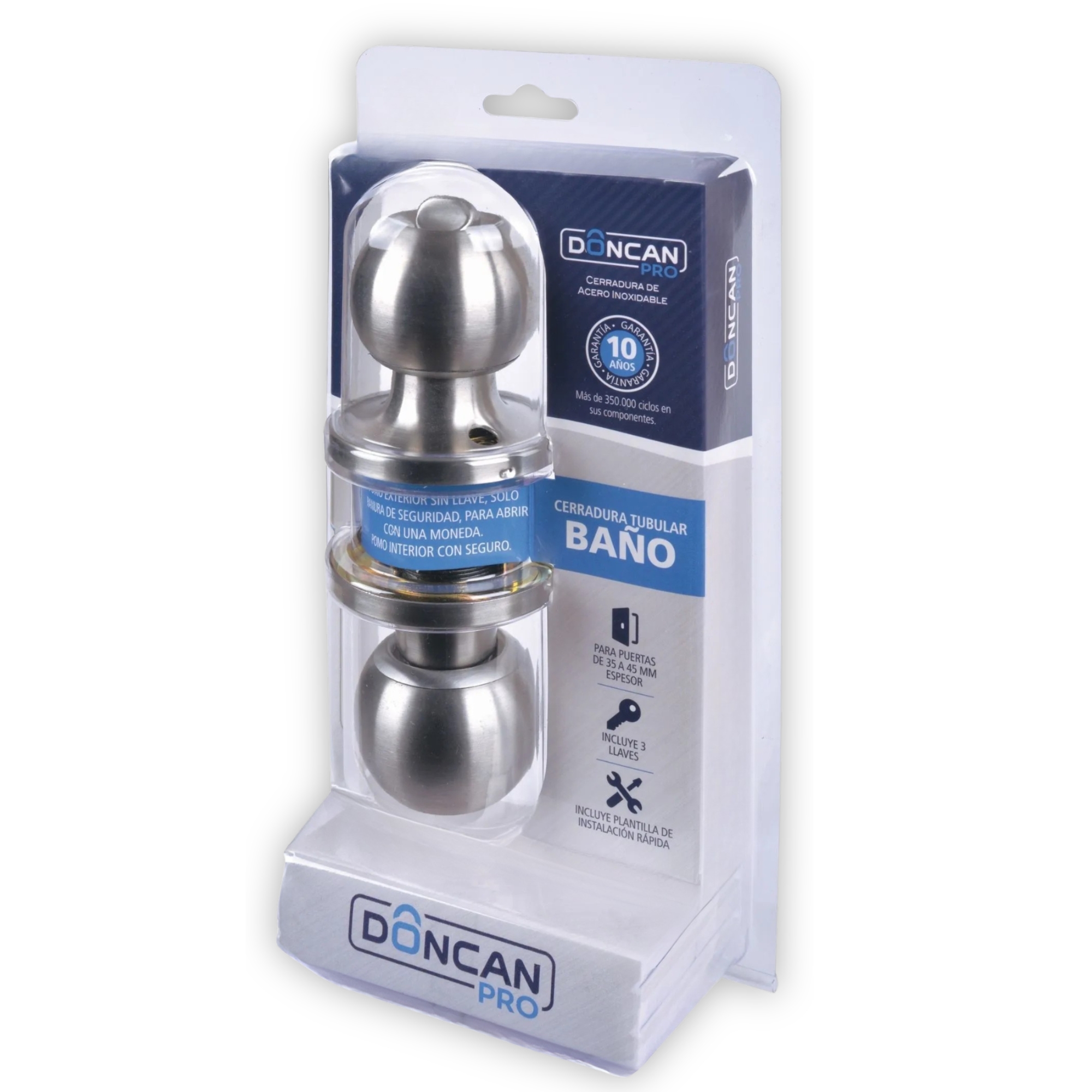 PACK DE 2 CERRADURAS DE BAÑO DONCAN PRO DE ACERO INOXIDABLE - 7