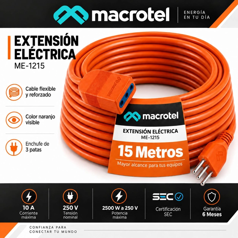 EXTENSION ELE CTRICA DE 15 METROS MULTIPROPOSITOS 2500W SEC - 8