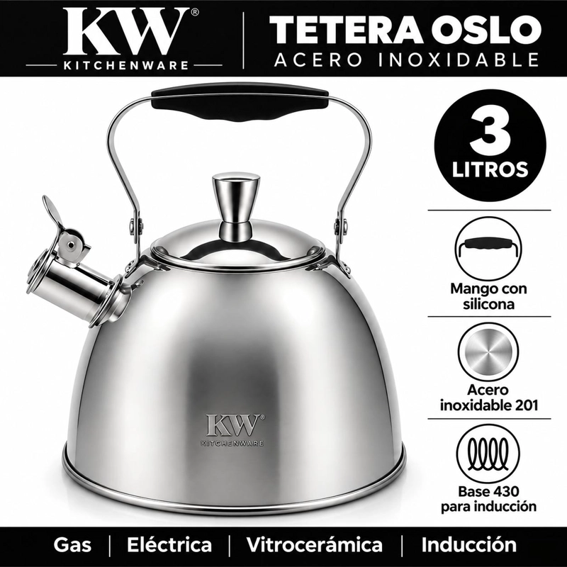 TETERA OSLO 100% DE ACERO INOXIDABLE 3 LT (FOR ALL KITCHENS) - 7