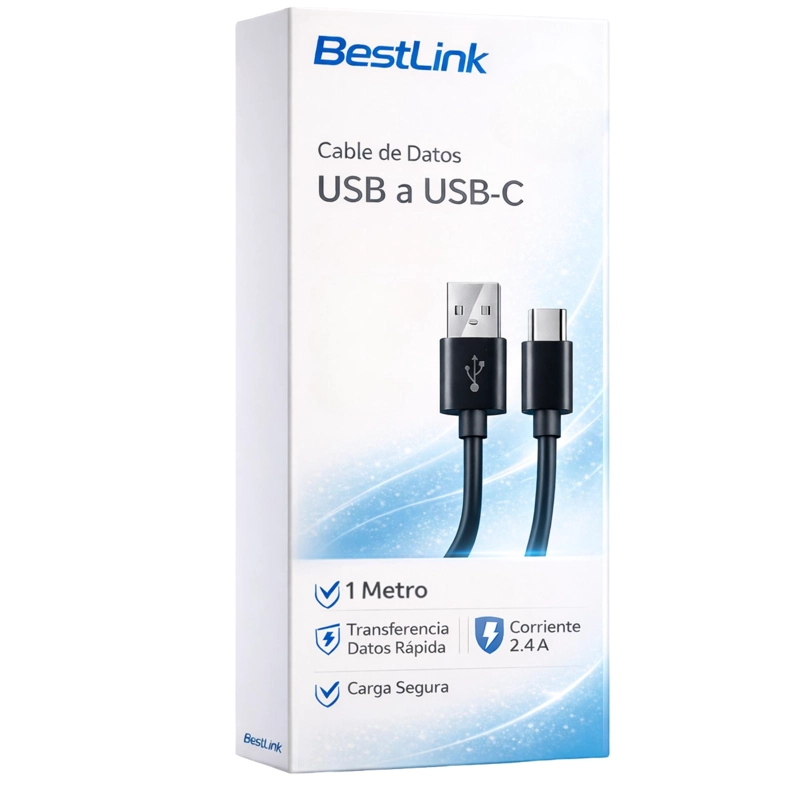 CABLE DE DATOS USB A USB-C 1MT PARA ANDROID AUTO Y  CARPLAY - 1
