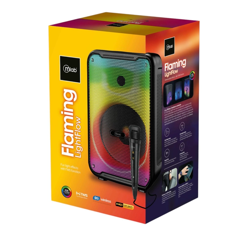 PARLANTE BLUETOOTH FLAMING LIGHT FLOW 8' RGB  20W RMS C/ MIC - 5