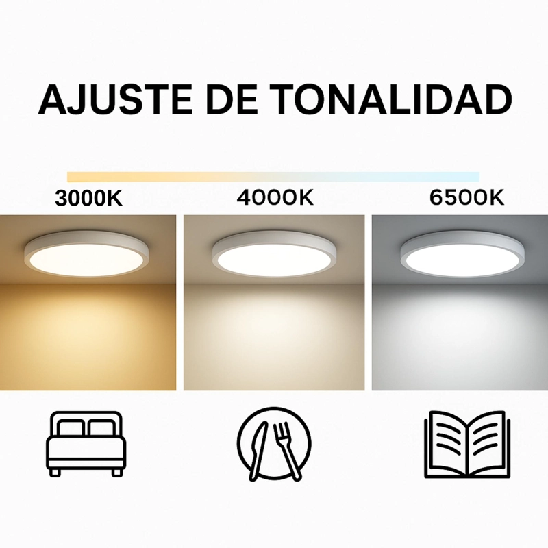 PLAFON LED SOBREPUESTO 24W CCT LUZ CALIDA/ NEUTRA/ FRIA 29CM - 6