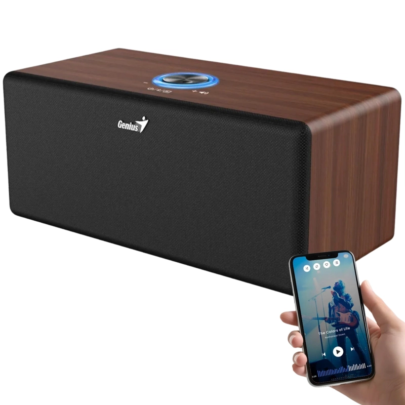 PARLANTE GENIUS DARK BROWN ELEGANT 20W RMS BLUETOOTH HF505BT - 1