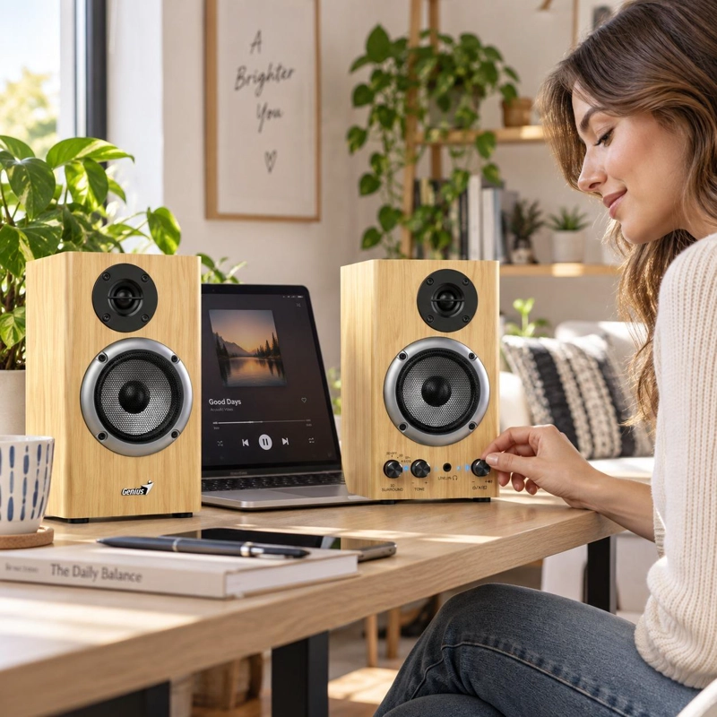 PARLANTES MONITORES STEREO 20W AUDIO3D HF520 BLUETOOTH - 4