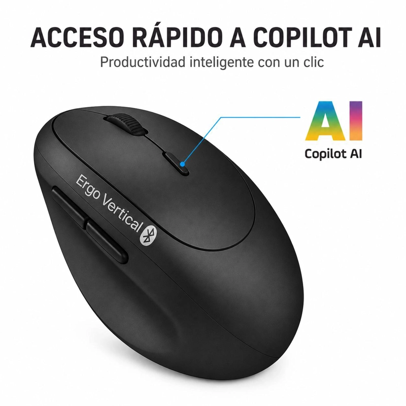 MOUSE VERTICAL  ERGONOMIC DUAL WIRELESS BT+2.4G + COPILOT AI - 6