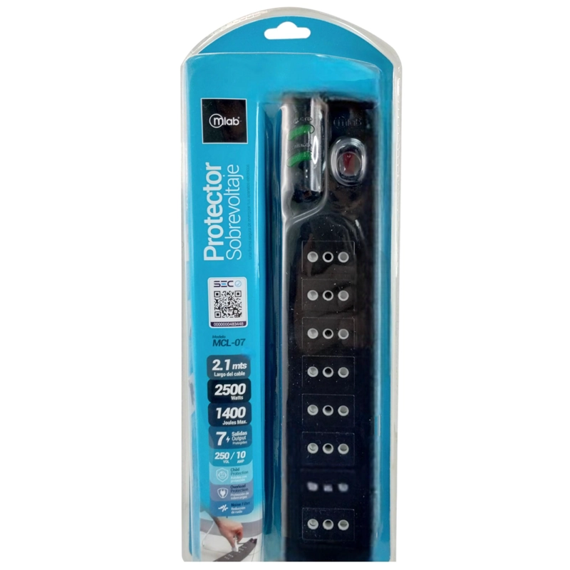 ALARGADOR 2.1MTS 7 SALIDAS CON PROTECIONDE VOLTAJE 2500W SEC - 7
