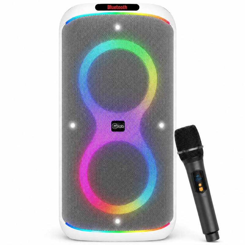 PARLANTE KARAOKE 6' FLAMING PARTY BASS WHITE MICWIRELESS 45W - 1