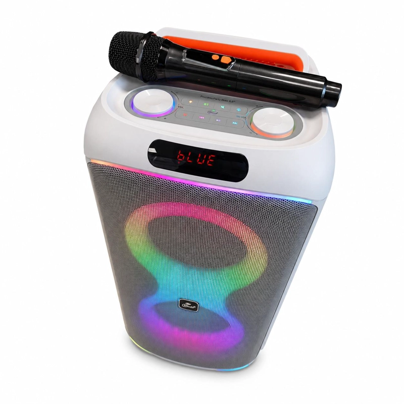 PARLANTE KARAOKE 6' FLAMING PARTY BASS WHITE MICWIRELESS 45W - 5