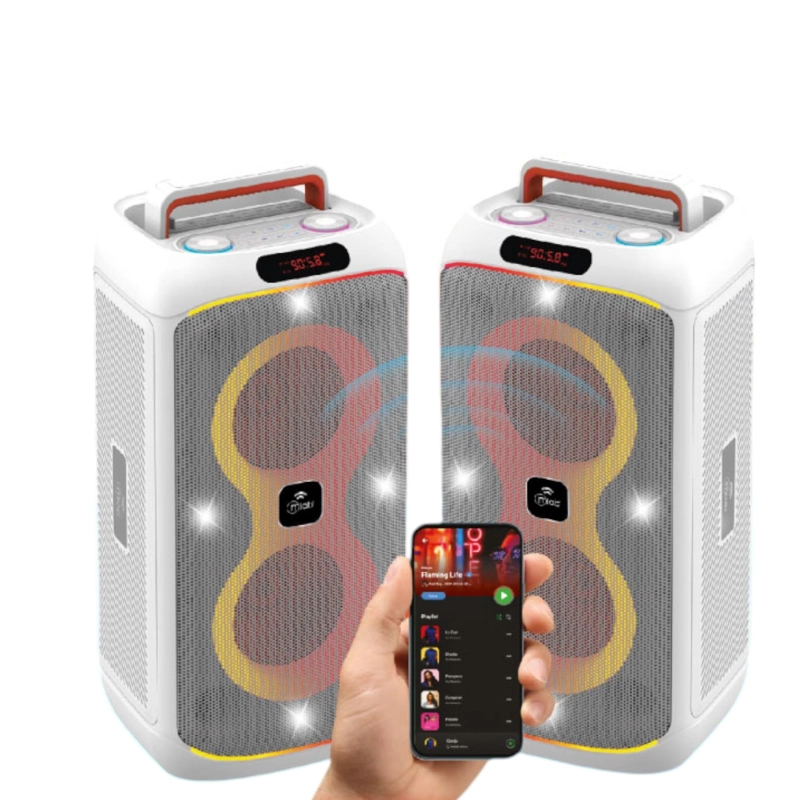 PARLANTE KARAOKE 6' FLAMING PARTY BASS WHITE MICWIRELESS 45W - 7