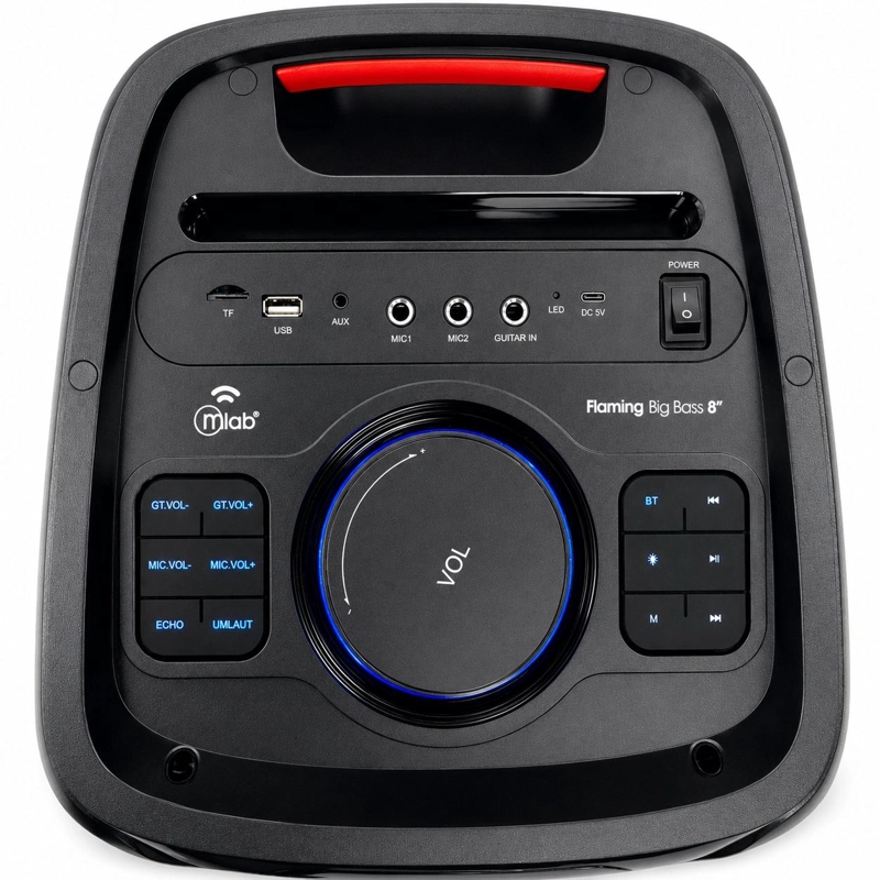 PARLANTE KARAOKE 10' FLAMING POWERBASS MICWIRELESS 75W BLACK - 4