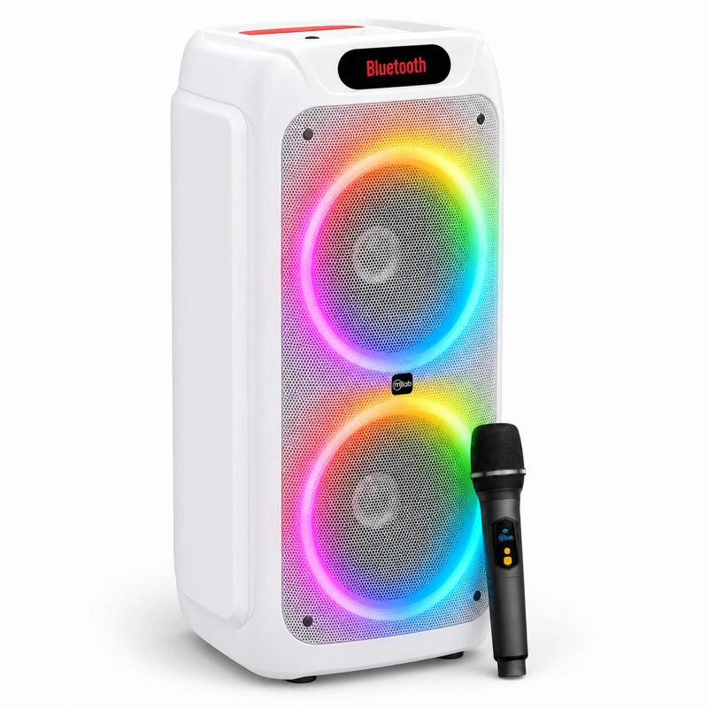 PARLANTE KARAOKE 10' FLAMING POWERBASS MICWIRELESS 75W WHITE EDITION TWS BLUETOOTH - 2
