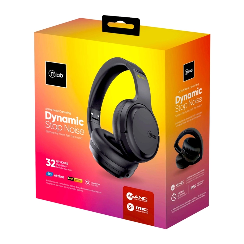 AUDIFONOS ANC BLUETOOTH DYNAMIC STOP NOISE CONFORT BLACK 32H - 7
