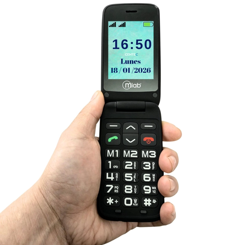 TELE FONO SENIOR ADULTO MAYOR 4G ALMEJA CON BASE DE  CARGA INALAMBRICA - NEGRO - 2