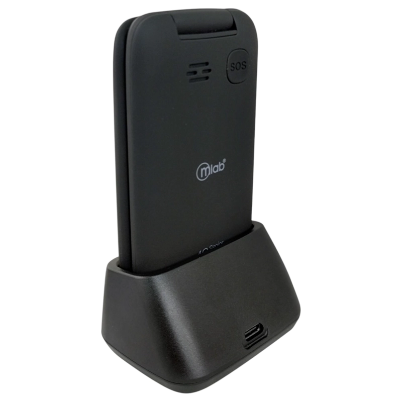TELE FONO SENIOR ADULTO MAYOR 4G ALMEJA CON BASE DE  CARGA INALAMBRICA - NEGRO - 3