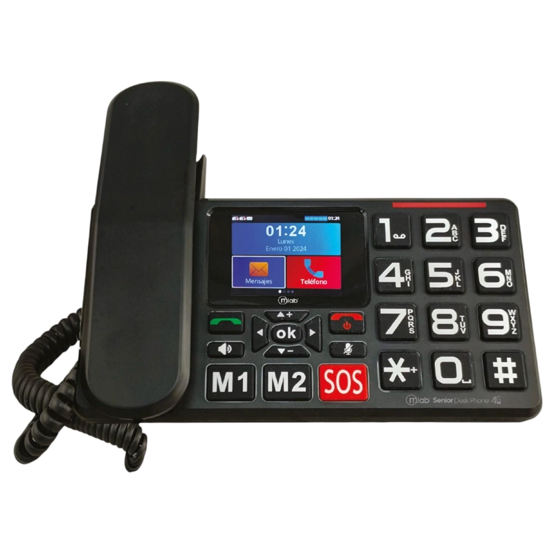 TELE FONO SENIOR DE MESA 4G LTE CON PANTALLA Y BOTON S O S - 5