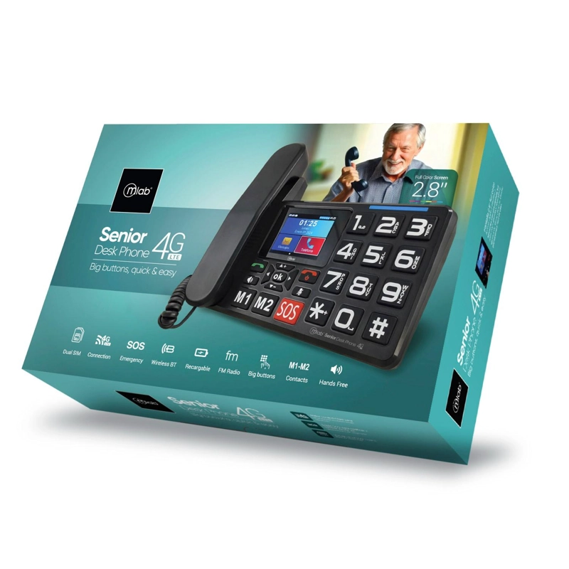 TELE FONO SENIOR DE MESA 4G LTE CON PANTALLA Y BOTON S O S - 6