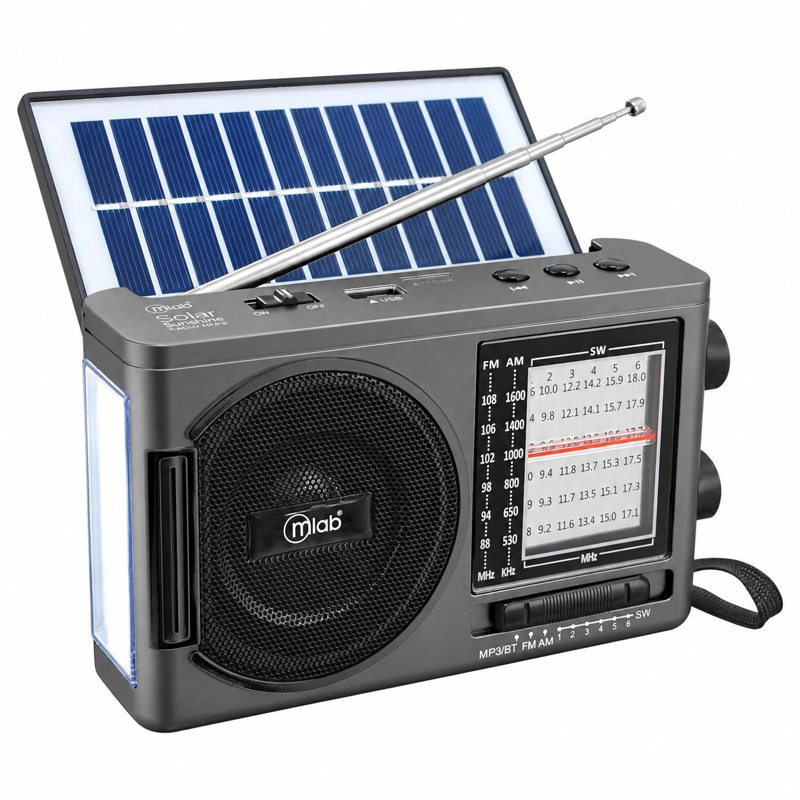 RADIO SOLAR RECARGABLE AM FM/ SW/ TF/ USB/ BT RETRO SUNSHINE - 2