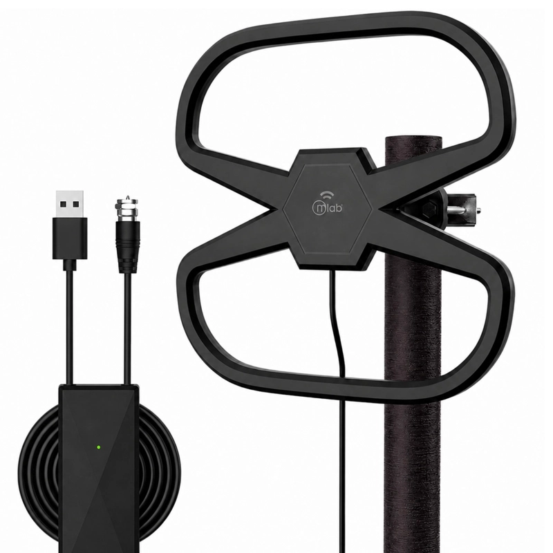 ANTENA DE TV DIGITAL HDTV AMPLIFICADA 32DBI / 10MT / EXT-INT - 1