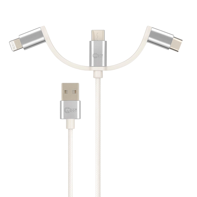 CABLE 3EN1 MFI CERTIFICADO PARA IPHONE & ANDROID MULTIPUERTO - 1