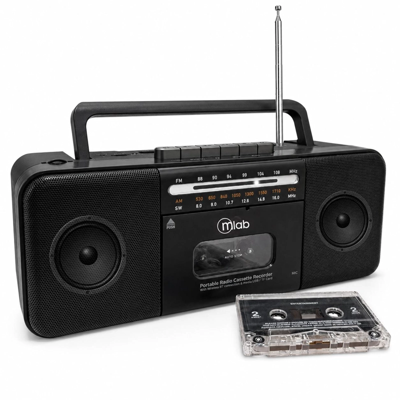 RADIO AM/ FM/ BT/ MP3/ BLUETOOTH  CON CASSETTE CF-28  OLD TIME 1980'S - 1