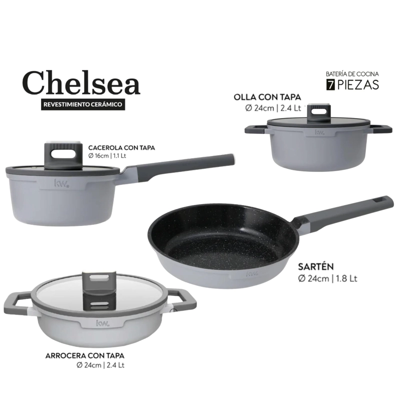 PACK BATERIA DE COCINA PROFESIONAL KW FORGED ALUMINUM GRAY - 5