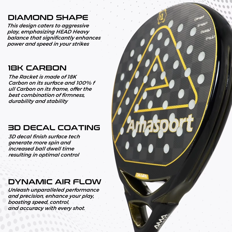PALA DE PADEL DE FIBRA DE CARBONO 18K TOP 1 SP POWER ATACK - 4