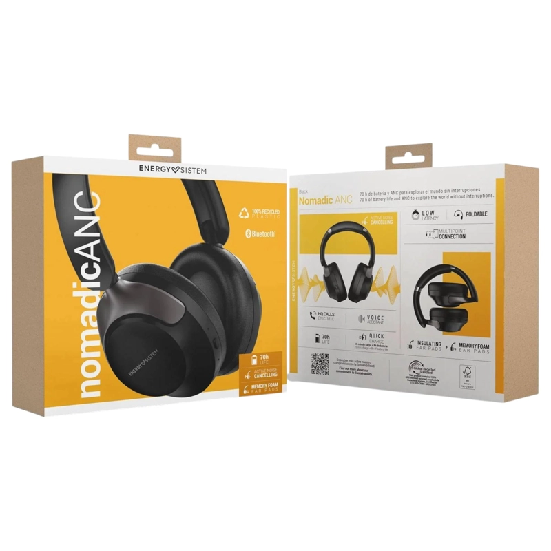 AUDIFONOS ENERGY SISTEM NOMADIC ANC BLACK + 70HRS AUTONOMIA - 9