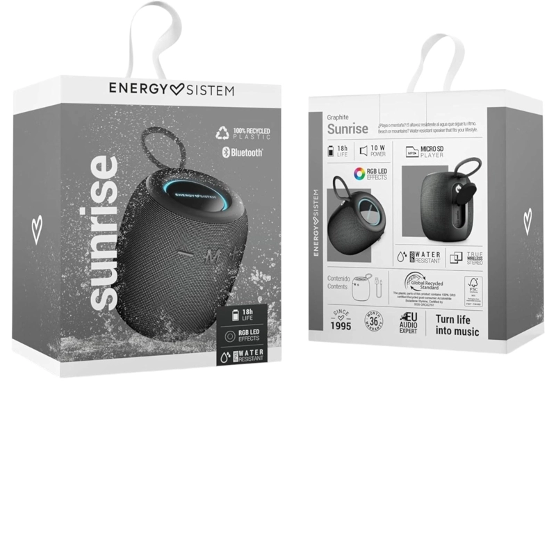 PARLANTE BLUETOOTH ENERGY SISTEM SUNRISE BLACK IPX6/10W/18HR - 7