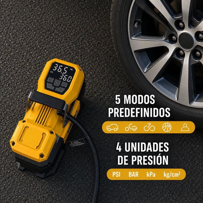 INFLADOR DE NEUMATICOS STANLEY 12V AUTOS-4X4-CAMIONES 145 PSI MAX - 6