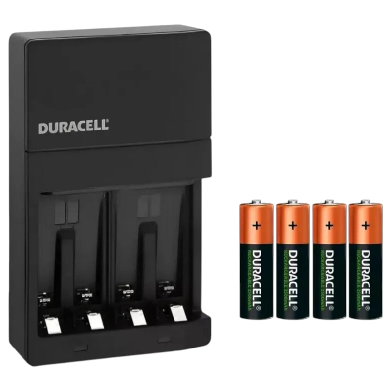 CARGADOR DE PILAS DURACELL  + 4 BATERIAS A A RECARGABLES - 2