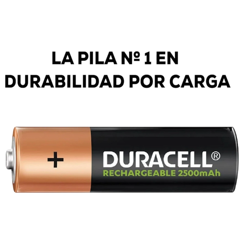 CARGADOR DE PILAS DURACELL  + 4 BATERIAS A A RECARGABLES - 5