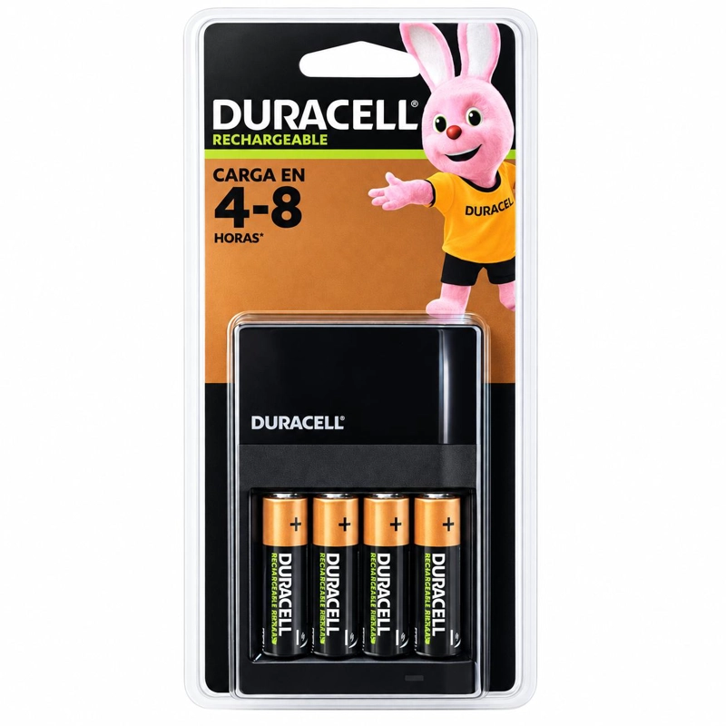 CARGADOR DE PILAS DURACELL  + 4 BATERIAS A A RECARGABLES - 9
