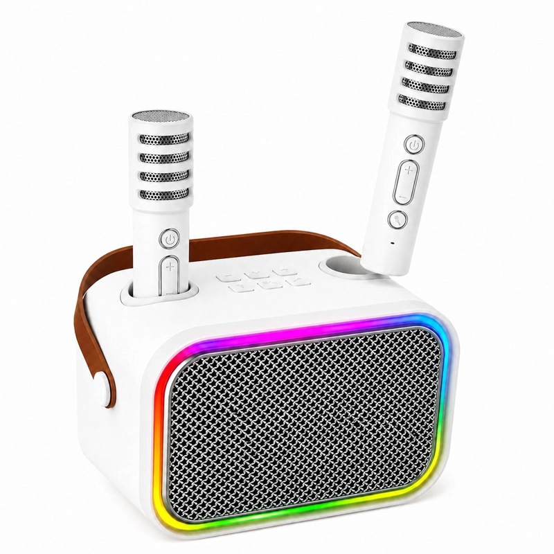 PARLANTE KARAOKE DE NIÑOS + 2 MICROFONOS INALAMBRICOS BLANCO MY LIL DUAL VOICE RGB - 3