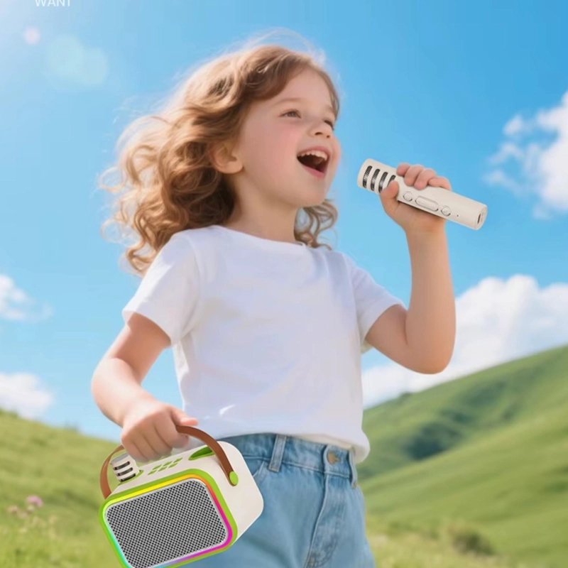 PARLANTE KARAOKE DE NIÑOS + 2 MICROFONOS INALAMBRICOS BLANCO MY LIL DUAL VOICE RGB - 5
