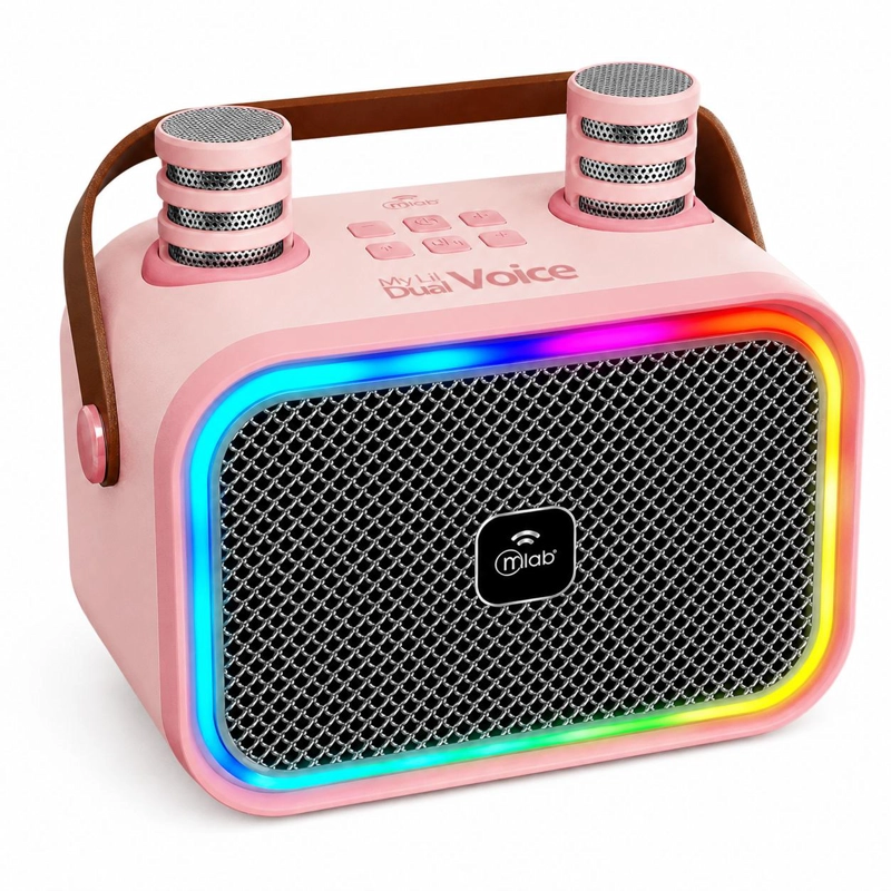 KARAOKE INFANTIL RGB CON 2 MICROFONOS INALAMBRICOS PINK MY LIL DUAL VOICE - 2