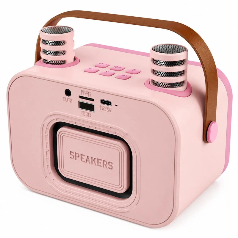 KARAOKE INFANTIL RGB CON 2 MICROFONOS INALAMBRICOS PINK MY LIL DUAL VOICE - 4